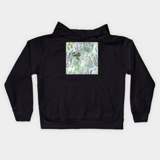 Watercolor pattern with scented herbs Kids Hoodie